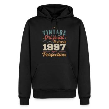 Légendaire depuis novembre 1997 - 1997 - Sweat à capuche Premium bio Homme - noir - Devant - Nico (187cm)