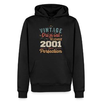 Légendaire depuis novembre 2001 - 2001 - Sweat à capuche Premium bio Homme - noir - Devant - Nico (187cm)
