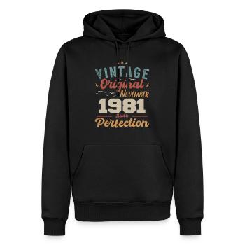 Legendary since November 1981 - 1981 - Men’s Premium Organic Hoodie - black - Front - Nico (187cm)
