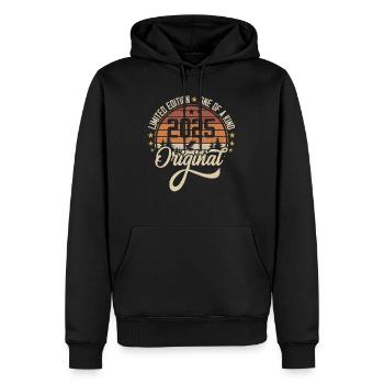2025 Vintage Vintage rétro cadeau d’anniversaire - Sweat à capuche Premium bio Homme - noir - Devant - Nico (187cm)