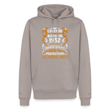 Legends are Born In 1952 Birthday Gift -1952 - Men’s Premium Organic Hoodie - taupe - Front - Nico (187cm)