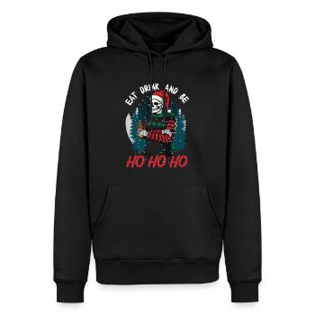 Hohoho crânes effrayants - Sweat à capuche Premium bio Homme - noir - Devant - Nico (187cm)