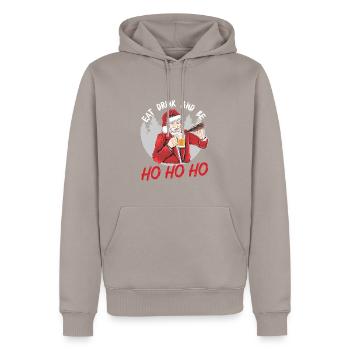 hohoho Manger et boire le Père Noël - Sweat à capuche Premium bio Homme - taupe - Devant - Nico (187cm)