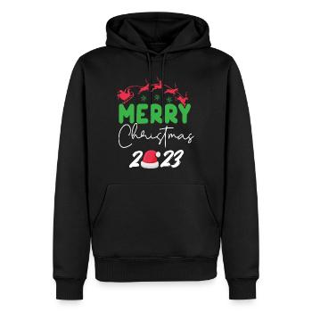 Merry Christmas 2023 - Männer Premium Bio Hoodie - Schwarz - Vorne - Nico (187cm)