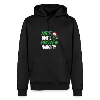 nice until proven naughty - Men’s Premium Organic Hoodie - black - Front - Nico (187cm)