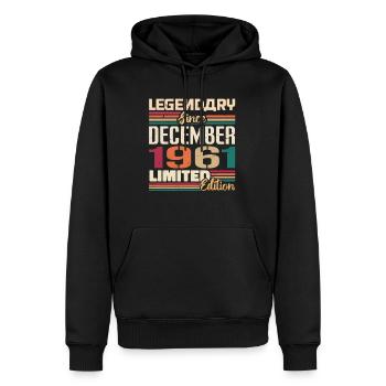 Légendaire depuis décembre 1961 Millésime décembre 1961 - Sweat à capuche Premium bio Homme - noir - Devant - Nico (187cm)