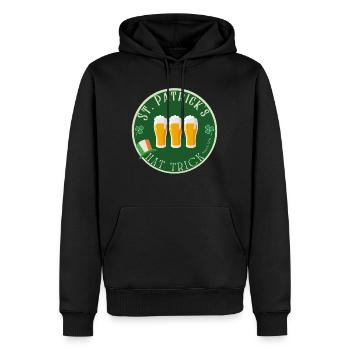 funny St patrick hat trick shirt -beer football - Men’s Premium Organic Hoodie - black - Front - Nico (187cm)