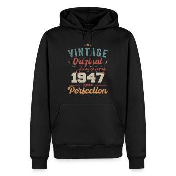 January 1947 Legend for 77 years - Men’s Premium Organic Hoodie - black - Front - Nico (187cm)