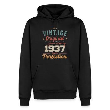 Janvier 1937 Légende depuis 87 ans - Sweat à capuche Premium bio Homme - noir - Devant - Nico (187cm)