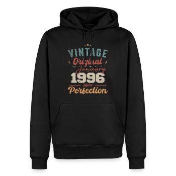 Januar 1996 Legende seit 28 Jahren - Männer Premium Bio Hoodie - Schwarz - Vorne - Nico (187cm)
