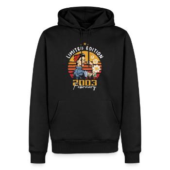 21 ans - Né en février 2003 - Sweat à capuche Premium bio Homme - noir - Devant - Nico (187cm)