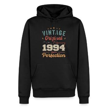 Né en Février 1994 millésime 1994 Anniversaire - Sweat à capuche Premium bio Homme - noir - Devant - Nico (187cm)