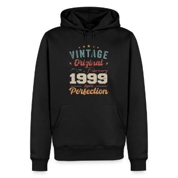 Né en février 1999 millésime 1999 anniversaire - Sweat à capuche Premium bio Homme - noir - Devant - Nico (187cm)