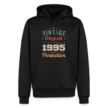 Né en février 1995 millésime 1995 anniversaire - Sweat à capuche Premium bio Homme - noir - Devant - Nico (187cm)