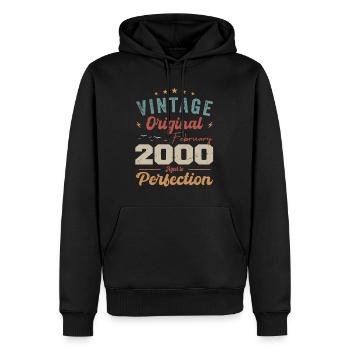 Né en février 2000 millésime 2000 anniversaire - Sweat à capuche Premium bio Homme - noir - Devant - Nico (187cm)
