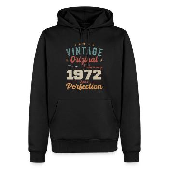 Né en février 1972 millésime 1972 anniversaire - Sweat à capuche Premium bio Homme - noir - Devant - Nico (187cm)