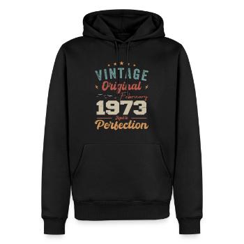 Geboren im Februar 1973 vintage 1973 Geburtstag - Männer Premium Bio Hoodie - Schwarz - Vorne - Nico (187cm)