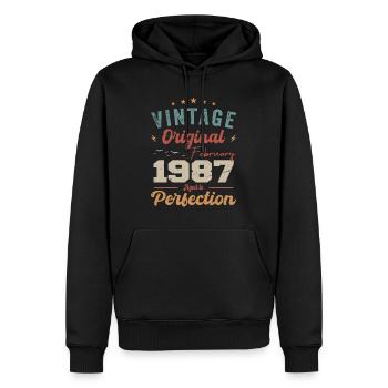 Born in February 1987 vintage 1987 birthday - Men’s Premium Organic Hoodie - black - Front - Nico (187cm)