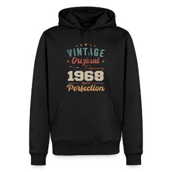 Né en février 1968 millésime 1968 anniversaire - Sweat à capuche Premium bio Homme - noir - Devant - Nico (187cm)