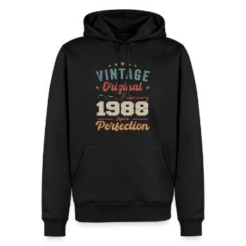 Geboren im Februar 1988 vintage 1988 Geburtstag - Männer Premium Bio Hoodie - Schwarz - Vorne - Nico (187cm)