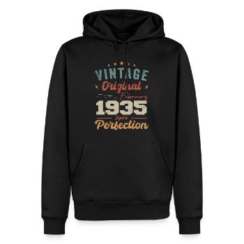 Geboren im Februar 1935 vintage 1935 Geburtstag - Männer Premium Bio Hoodie - Schwarz - Vorne - Nico (187cm)