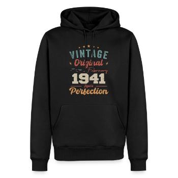 Né en février 1941 millésime 1941 anniversaire - Sweat à capuche Premium bio Homme - noir - Devant - Nico (187cm)