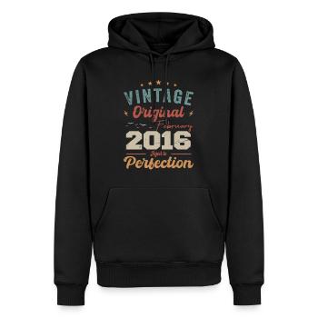 Né en février 2016 millésime 2016 anniversaire - Sweat à capuche Premium bio Homme - noir - Devant - Nico (187cm)