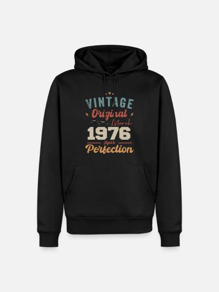 Maart 1976 Vintage Born Vintage verjaardag - Mannen Premium Bio hoodie - zwart
