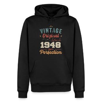 März 1948 Jahrgang geboren Vintage Geburtstag - Männer Premium Bio Hoodie - Schwarz - Vorne - Nico (187cm)