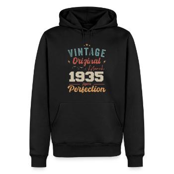 Mars 1935 Vintage Born Vintage Anniversaire - Sweat à capuche Premium bio Homme - noir - Devant - Nico (187cm)