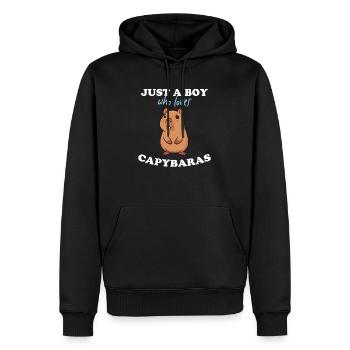 Juste Un Garçon Qui Aime Les Capybaras - Sweat à capuche Premium bio Homme - noir - Devant - Nico (187cm)
