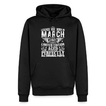 Légendaire depuis mars 2021 Anniversaire 2021 - Sweat à capuche Premium bio Homme - noir - Devant - Nico (187cm)