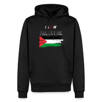 I love Palestine, Gaza, West Bank - Men’s Premium Organic Hoodie - black - Front - Nico (187cm)
