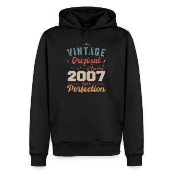 Vintage né en avril 2007 cadeau d’anniversaire - Sweat à capuche Premium bio Homme - noir - Devant - Nico (187cm)