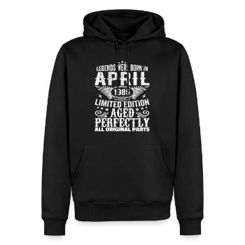 Cadeau d’anniversaire Vintage avril 1985 - Sweat à capuche Premium bio Homme - noir - Devant - Nico (187cm)