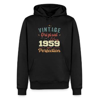 Mai 1959 anniversaire Mai 1959 cadeau Mai 1959 - Sweat à capuche Premium bio Homme - noir - Devant - Nico (187cm)