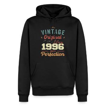 Mai 1996 Anniversaire Mai 1996 Cadeau Mai 1996 - Sweat à capuche Premium bio Homme - noir - Devant - Nico (187cm)