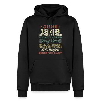 Juni 1948 Geburtstag Juni 1948 Geschenk Juni 1948 - Männer Premium Bio Hoodie - Schwarz - Vorne - Nico (187cm)
