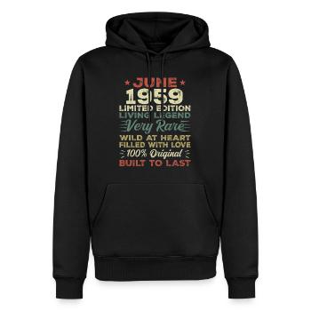 Juin 1959 Anniversaire Juin 1959 Cadeau Juin 1959 - Sweat à capuche Premium bio Homme - noir - Devant - Nico (187cm)