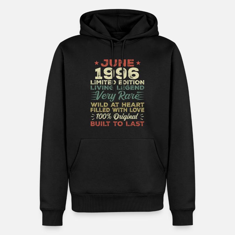 Juni 1996 Geburtstag Juni 1996 Geschenk Juni 1996 - Männer Premium Bio Hoodie - Schwarz