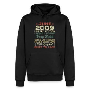 Juni 2009 Geburtstag Juni 2009 Geschenk Juni 2009 - Männer Premium Bio Hoodie - Schwarz - Vorne - Nico (187cm)