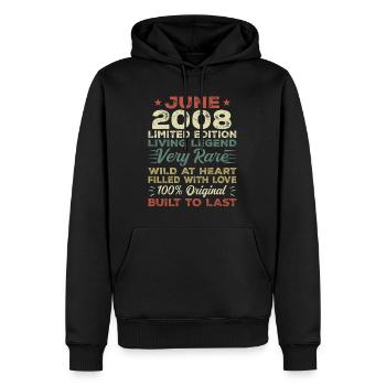 Juin 2008 Anniversaire Juin 2008 Cadeau Juin 2008 - Sweat à capuche Premium bio Homme - noir - Devant - Nico (187cm)