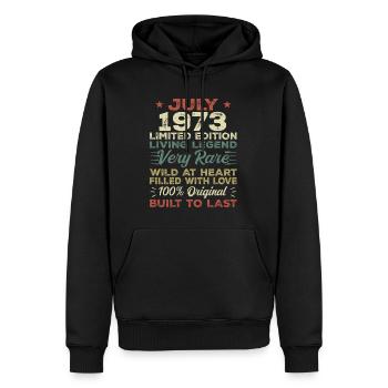 Cadeau Juillet 1973 Anniversaire Juillet 1973 Anniversaire - Sweat à capuche Premium bio Homme - noir - Devant - Nico (187cm)