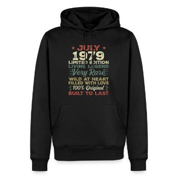 Cadeau Juillet 1979 Anniversaire Juillet 1979 Anniversaire - Sweat à capuche Premium bio Homme - noir - Devant - Nico (187cm)