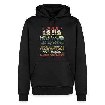 Cadeau Juillet 1959 Jubilé Juillet 1959 Anniversaire - Sweat à capuche Premium bio Homme - noir - Devant - Nico (187cm)