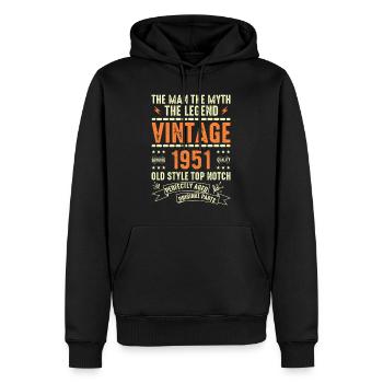 1951 Jubiläumsgeschenk Jahrgang 1951 Vintage 1951 - Männer Premium Bio Hoodie - Schwarz - Vorne - Nico (187cm)