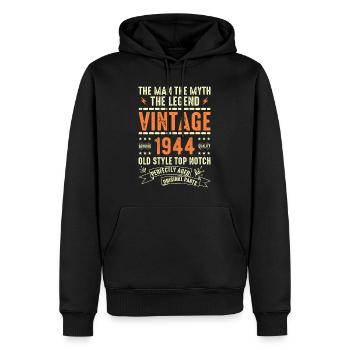 Cadeau d’anniversaire 1944 Vintage 1944 Millésime 1944 - Sweat à capuche Premium bio Homme - noir - Devant - Nico (187cm)