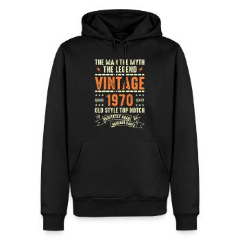 1970 Jubiläumsgeschenk Jahrgang 1970 Vintage 1970 - Männer Premium Bio Hoodie - Schwarz - Vorne - Nico (187cm)