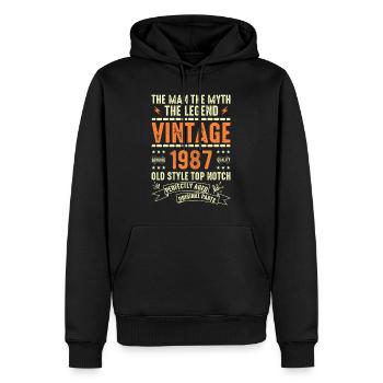 1987 Cadeau Anniversaire Millésime 1987 Cru 1987 - Sweat à capuche Premium bio Homme - noir - Devant - Nico (187cm)