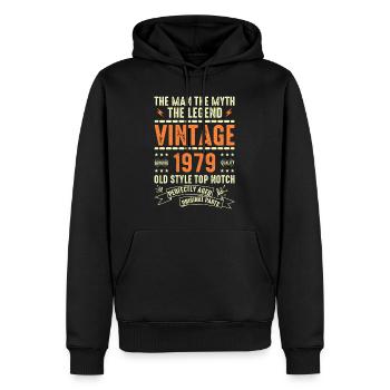 1979 Cadeau Anniversaire Millésime 1979 Cru 1979 - Sweat à capuche Premium bio Homme - noir - Devant - Nico (187cm)